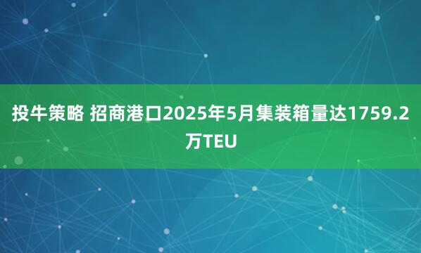 投牛策略 招商港口2025年5月集装箱量达1759.2万TEU
